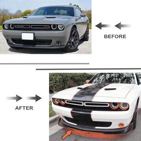 3PCS Front Bumper Lip for Dodge Challenger SXT R/T 2015-2023 V2 Style Front Bumper Lip Splitter Spoiler (Carbon Fiber Print) in Kuwait