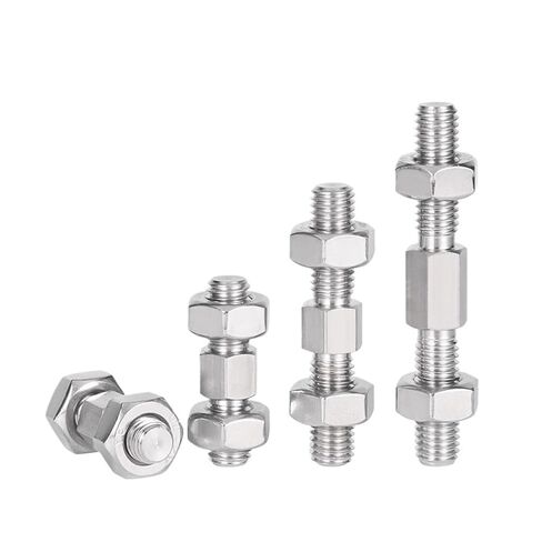 304 Stainless Steel M3 to M16 Left and Right Thread Dual Head Bolts Double Ends Rod Sticks Srews with Free Nuts(M10x50mm 2sets) in Kuwait