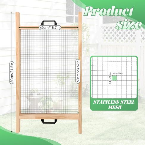 Large Soil Sifter Dirt Sifter for Gardening 15.7'' × 31.5'' Wooden Compost Sifter for Sand Gravel Sifter Suitable for Wheelbarrow and Handheld Great Garden Tool for Plants & Vegetables in Kuwait