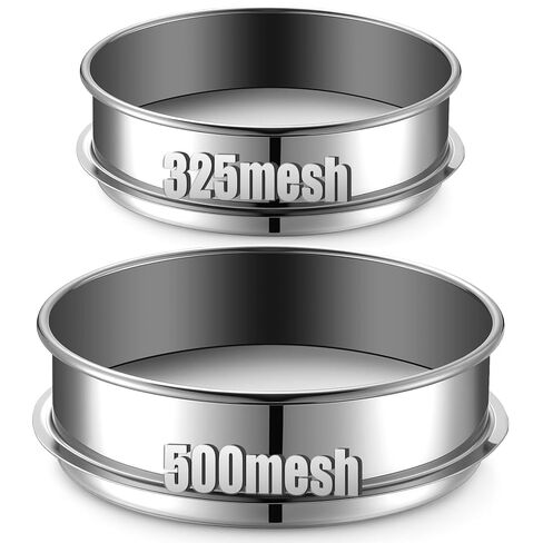2 Pcs 325/500 Mesh Lab Sieve 325 (0.045mm) /500 (0.03mm) Aperture Stainless Steel Test Sieve, 6''/8'' Diameter Economy Standard Analysis Sample Test for Lab Industrial Home in Saudi Arabia