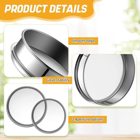 2 Pcs 325/500 Mesh Lab Sieve 325 (0.045mm) /500 (0.03mm) Aperture Stainless Steel Test Sieve, 6''/8'' Diameter Economy Standard Analysis Sample Test for Lab Industrial Home in Saudi Arabia