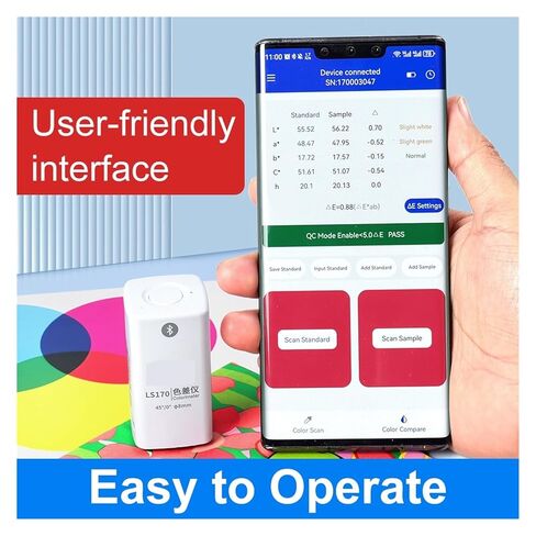 مقياس الألوان المحمول LS170 8 مم جهاز اختبار فرق اللون الرقمي الدقيق 45/0 درجة للطلاء والبلاستيك والنسيج حساسية عالية، خطأ منخفض in Kuwait