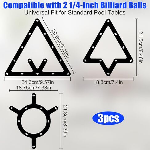 3PCS Magic Ball Rack Sheet Billiards Ball Holder, Pool Balls Rack Set Magic Balls Rack Sheet Triangle Rack Pool Cue Accessories for 8-Ball, 9-Ball & 10-Ball Billiard Games, Triangle Cue Accessorie in Saudi Arabia