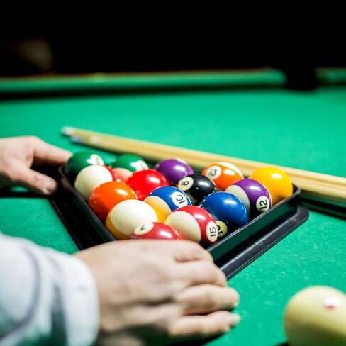 BESTonZON Mini Triangle Pool Rack, Pool Table Accessories, Black Plastic, 5.1 inches, for Kids and Families in Saudi Arabia