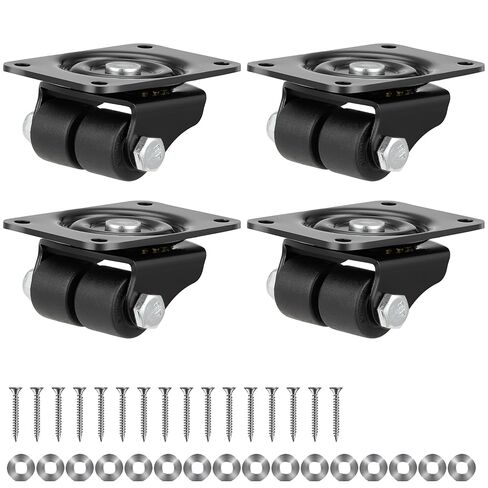 Finnhomy 1 Inch Caster Wheels Set of 4 Heavy Duty Low Profile Plate Swivel Casters Premium Solid Nylon Double Wheels 1,100 Lbs Anti-wear Furniture Casters Extra-Wide Smooth for Bed Workbench Black in Kuwait