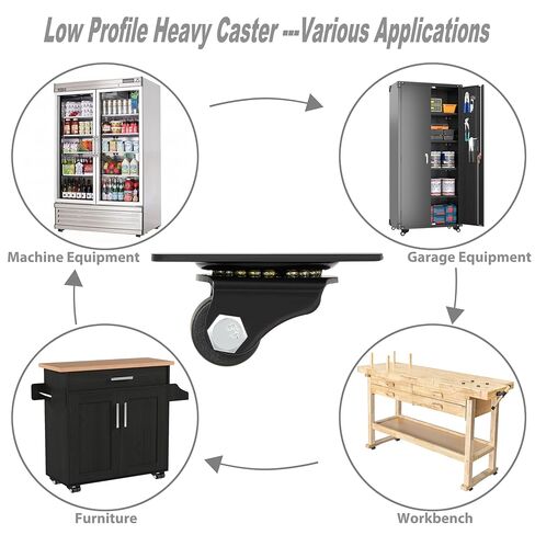 Finnhomy 1 Inch Caster Wheels Set of 4 Heavy Duty Low Profile Plate Swivel Casters Premium Solid Nylon Double Wheels 1,100 Lbs Anti-wear Furniture Casters Extra-Wide Smooth for Bed Workbench Black in Kuwait