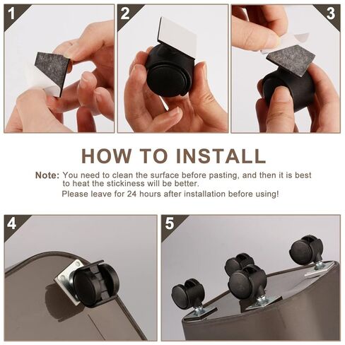 8 قطع 1 بوصة من العجلات القابلة للثقب مجانًا مع ملصقات ومسامير، عجلة عالمية ذاتية اللصق تدور 360 درجة، للأجهزة الصغيرة، والأثاث، وسلة المهملات، وصندوق التخزين in Kuwait