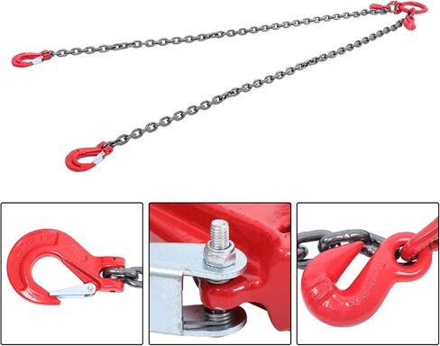 findmall 11000LBS 3/8In X 6Ft Chain Sling with 2 Leg Grab Hooks and Adjusters G80 Lifting Chains Red for Moving and Lifting Goods in Saudi Arabia