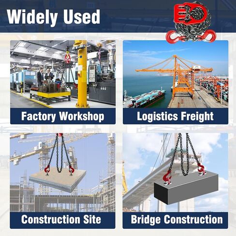 Lifting Chains with Adjuster Hooks, Adjustable Chain Sling 10FT 5/16",7055LBS/ 3.2 Tons, Heavy Duty Industrial Lifting Chain Slings for Industrial Engine Hoist in Saudi Arabia