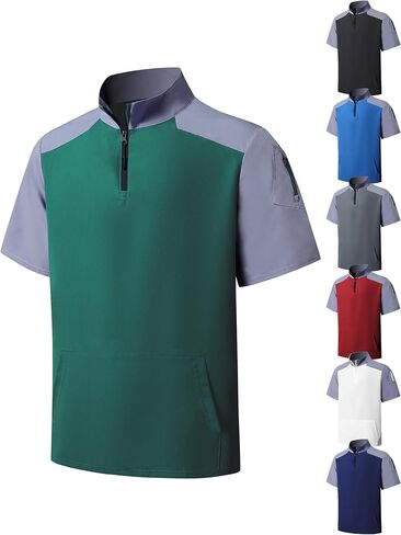 سترة القفص المقاومة للرياح والماء القفص القصيرة جاكيت سترة ربع ربع الرمز البريدي مع جيب الأكمام للتمرين in Kuwait