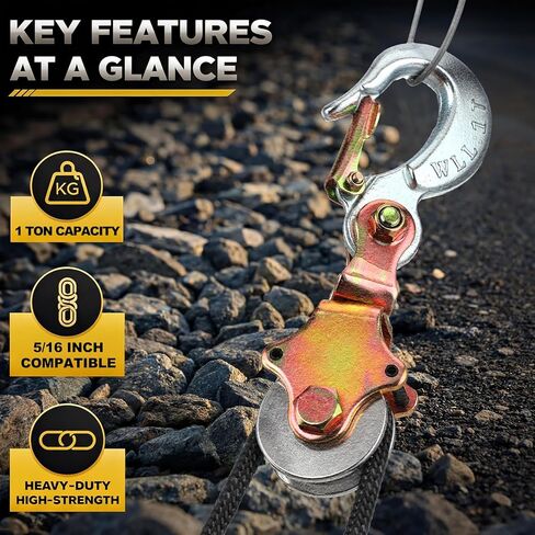 Fumete 2 Pack Snatch Block Pulley with Swivel Eye and Hoist Hook 2 Ton (4400 Lbs) Capacity Snatch Block Anodized for Wire/Synthetic Rope up to 3/8" in Kuwait