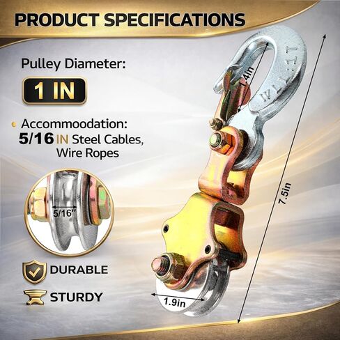 Fumete 2 Pack Snatch Block Pulley with Swivel Eye and Hoist Hook 2 Ton (4400 Lbs) Capacity Snatch Block Anodized for Wire/Synthetic Rope up to 3/8" in Kuwait