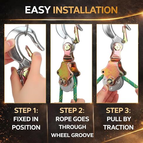 Fumete 2 Pack Snatch Block Pulley with Swivel Eye and Hoist Hook 2 Ton (4400 Lbs) Capacity Snatch Block Anodized for Wire/Synthetic Rope up to 3/8" in Kuwait