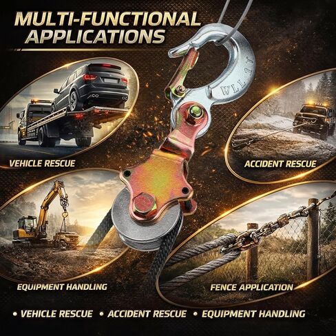 Fumete 2 Pack Snatch Block Pulley with Swivel Eye and Hoist Hook 2 Ton (4400 Lbs) Capacity Snatch Block Anodized for Wire/Synthetic Rope up to 3/8" in Kuwait