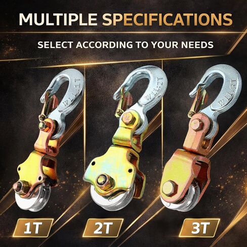 Fumete 2 Pack Snatch Block Pulley with Swivel Eye and Hoist Hook 2 Ton (4400 Lbs) Capacity Snatch Block Anodized for Wire/Synthetic Rope up to 3/8" in Kuwait