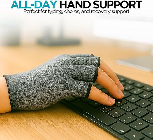 Hand Compression Gloves for Nikken KenkoTherm Glove 17096, Comfortable Support Wear for Hands, Fingerless Gloves for Women & Men, Flexible & Breathable Fabric, Easy Fit & Durable for Daily Use, Medium in Saudi Arabia