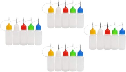 Veemoon 20pcs 30ml Needle Tip Squeeze Bottles with Lids Translucent for Precision Dispensing Multi-purpose for Lab Craft and Industrial Use Random Color in Saudi Arabia