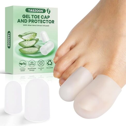 Gel Big Toe Caps and Protectors - 16 Pack Silicone Toe Protectors with Aloe Vera Extract - Soft Toe Sleeves Cushions Relief for Ingrown Toenails, Corns, Blisters, Calluses and Foot Pain (Clear ） in Saudi Arabia