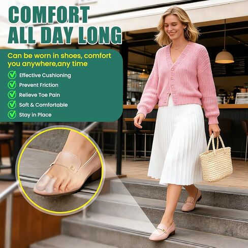 Gel Big Toe Caps and Protectors - 16 Pack Silicone Toe Protectors with Aloe Vera Extract - Soft Toe Sleeves Cushions Relief for Ingrown Toenails, Corns, Blisters, Calluses and Foot Pain (Clear ） in Saudi Arabia