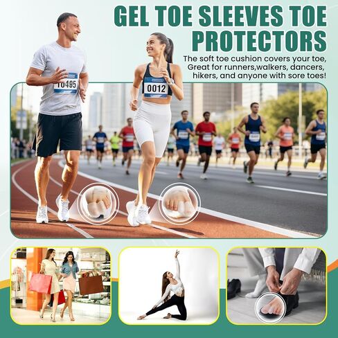 Gel Big Toe Caps and Protectors - 16 Pack Silicone Toe Protectors with Aloe Vera Extract - Soft Toe Sleeves Cushions Relief for Ingrown Toenails, Corns, Blisters, Calluses and Foot Pain (Clear ） in Saudi Arabia