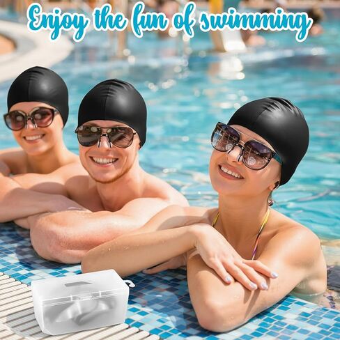 Outus 3 Piece Black Swim Accessories Set, Swim Nose Clip Water Ear Plugs with String and Silicone Swimming Cap, Nose Plug Swims Earplugs Swimming Caps with Storage Case for Men Women Adults Beginner in Saudi Arabia