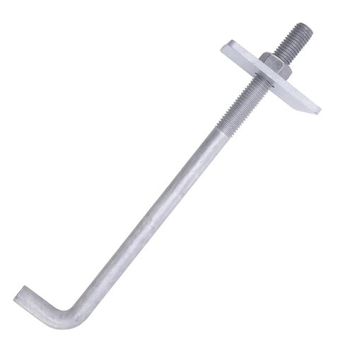 5/8" x 12" Concrete Anchor Bolts (10 Pack) L Shaped with Large Square Plate Washers, Hot-Dip Galvanized in Kuwait