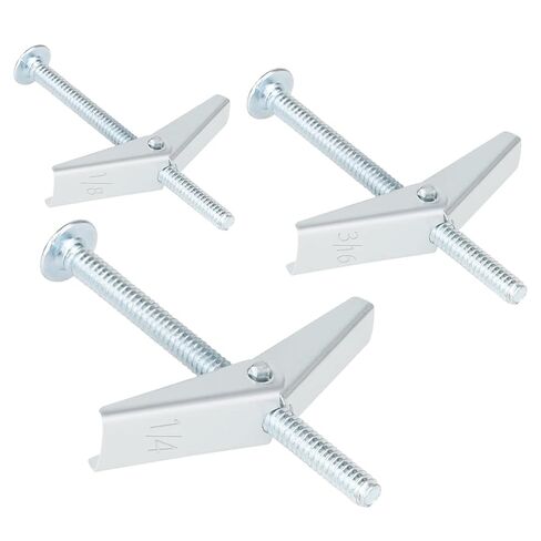 Hollow Wall Toggle Blot Anchors – Zinc Plated Steel Toggle Anchor W/Heavy Gauge Wing & Nut for Fastening into Wallboard Drywall Block and Other Hollow Materials - Wide Bearing Arms (Mix-32Pcs) in Saudi Arabia