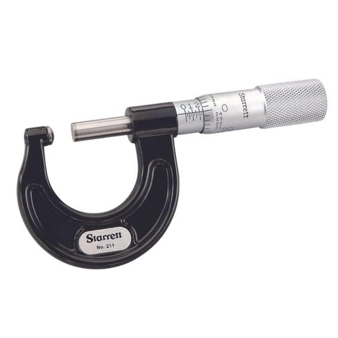 Starrett Rounded Anvil Outside Micrometer with One-Piece Spindle, Satin Chrome Finish and Advanced Sleeve Design - Quick and Easy Adjustment, 0-1" Range, .001" Graduation - 211XP in Saudi Arabia