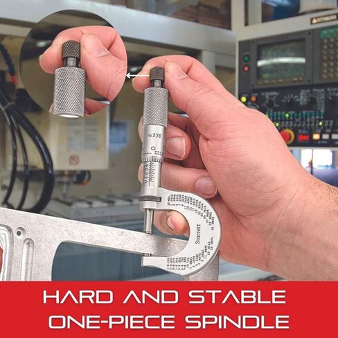 Starrett Rounded Anvil Outside Micrometer with One-Piece Spindle, Satin Chrome Finish and Advanced Sleeve Design - Quick and Easy Adjustment, 0-1" Range, .001" Graduation - 211XP in Saudi Arabia