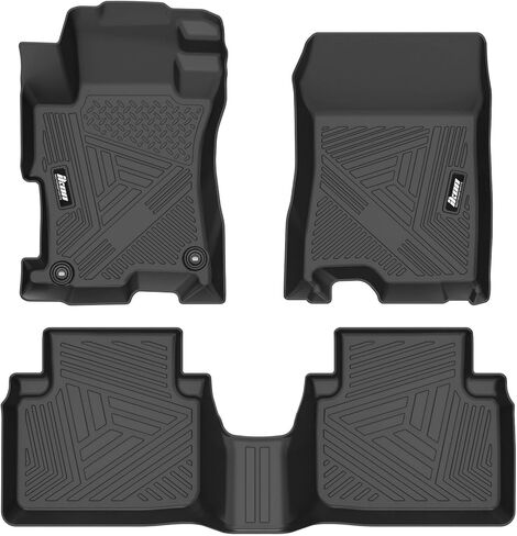 IKON MOTORSPORTS 3D TPE Floor Mats, Compatible with 2008-2012 Honda Accord Sedan 4-Door, All Weather Waterproof Anti-Slip Floor Liners, Front & 2nd Row Full Set Car Interior Accessories, Black in Saudi Arabia