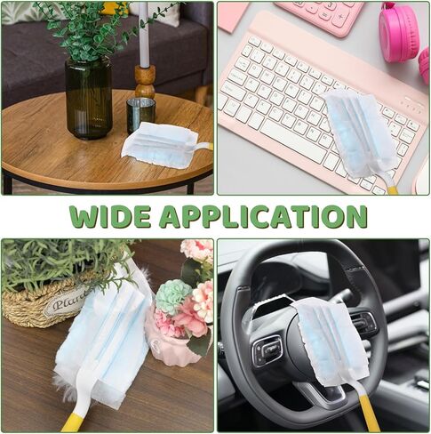 60 Pcs Disposable Dusters Refills, 180° Electrostatic Duster Refills Multi-Surface Microfibre Duster Replacement with 2 Pcs Handles for Cleaning Ceiling, Fan, Ceiling (Blue, Unscented) in Saudi Arabia