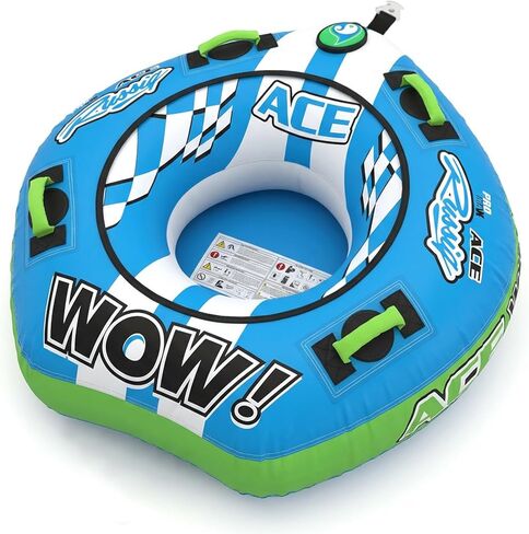 Zeraty Towable Tube for Boating 1-2 Riders, Heavy Duty Inflatable PVC Water Tube with 420D Nylon Cover & Reinforced Handles, Stable Deck Tube for Lake Ocean River, Towable for Water Sports Kids Adults in Kuwait