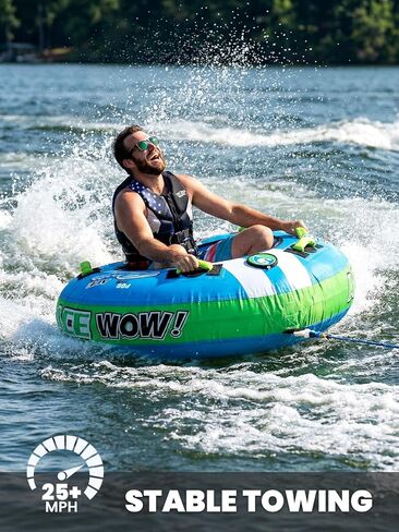 Zeraty Towable Tube for Boating 1-2 Riders, Heavy Duty Inflatable PVC Water Tube with 420D Nylon Cover & Reinforced Handles, Stable Deck Tube for Lake Ocean River, Towable for Water Sports Kids Adults in Saudi Arabia