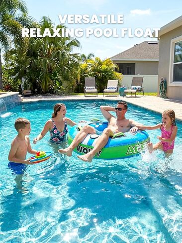 Zeraty Towable Tube for Boating 1-2 Riders, Heavy Duty Inflatable PVC Water Tube with 420D Nylon Cover & Reinforced Handles, Stable Deck Tube for Lake Ocean River, Towable for Water Sports Kids Adults in Saudi Arabia