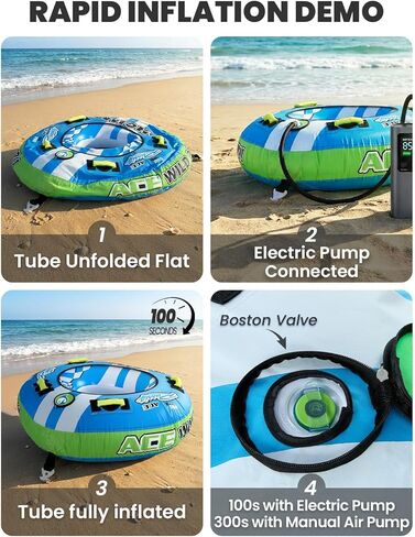 Zeraty Towable Tube for Boating 1-2 Riders, Heavy Duty Inflatable PVC Water Tube with 420D Nylon Cover & Reinforced Handles, Stable Deck Tube for Lake Ocean River, Towable for Water Sports Kids Adults in Saudi Arabia
