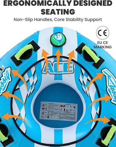 Zeraty Towable Tube for Boating 1-2 Riders, Heavy Duty Inflatable PVC Water Tube with 420D Nylon Cover & Reinforced Handles, Stable Deck Tube for Lake Ocean River, Towable for Water Sports Kids Adults in Saudi Arabia
