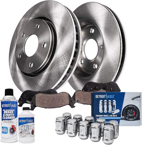 Detroit Axle - 5 Lugs Brake Kit for 03-07 Jeep Liberty Brake Rotors 2003 2004 2005 2006 2007 Pads Ceramic Brake Plads الأمامية والخلفية: 11.34 بوصة دوار أمامي بوصة in Kuwait