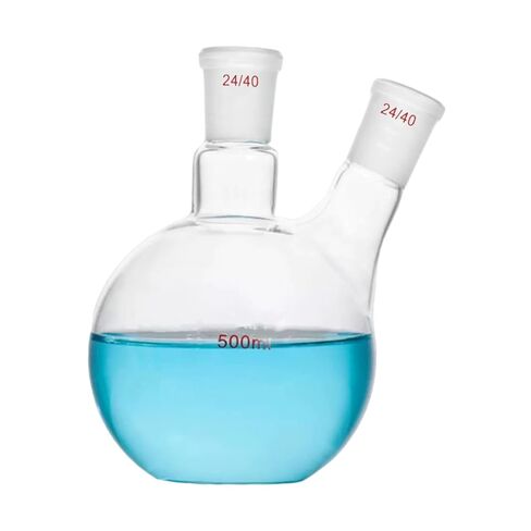 500ml 24/40 2-Neck Glass Flask Flat Bottom Twins Necks Lab Plat Form Boiling Vessel in Saudi Arabia