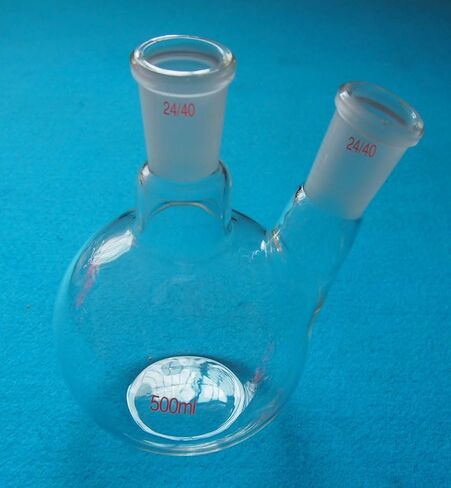 500ml 24/40 2-Neck Glass Flask Flat Bottom Twins Necks Lab Plat Form Boiling Vessel in Saudi Arabia