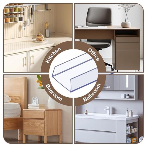 10 Pcs 18" Length 3/4" Thick Cabinet Edge Protector, Plastic Drawer Protector Edge Guard, Clear Cabinet for Kitchen, Bathroom and Office in Kuwait