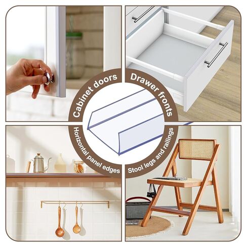 10 Pcs 18" Length 3/4" Thick Cabinet Edge Protector, Plastic Drawer Protector Edge Guard, Clear Cabinet for Kitchen, Bathroom and Office in Kuwait