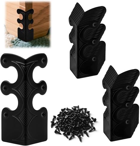 20 قطعة من واقيات زوايا لوح التزلج مع براغي، واقيات زوايا لوح التزيين المزخرف، أغطية حواف معدنية عتيقة لدرج خزانة طاولة الأثاث، أسود in Kuwait