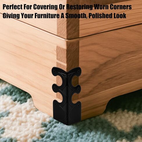 20 قطعة من واقيات زوايا لوح التزلج مع براغي، واقيات زوايا لوح التزيين المزخرف، أغطية حواف معدنية عتيقة لدرج خزانة طاولة الأثاث، أسود in Kuwait