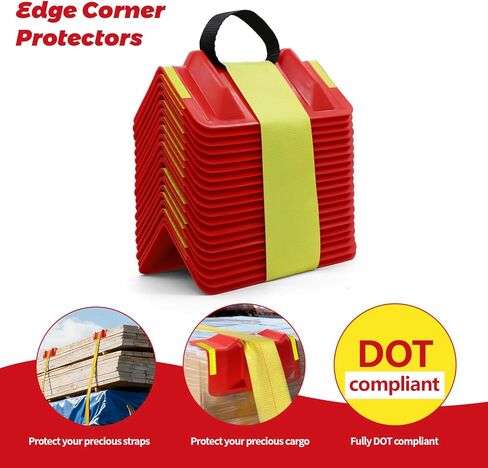 20 Packs Flatbed Edge Protectors for Cargo Loads, Corner Protectors with Reflective Strip for 4" Corner Protection & Truck Tie-Down Strap Guard, Red in Saudi Arabia