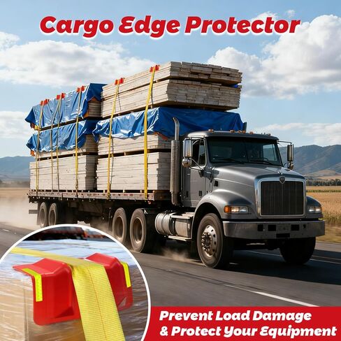 20 Packs Flatbed Edge Protectors for Cargo Loads, Corner Protectors with Reflective Strip for 4" Corner Protection & Truck Tie-Down Strap Guard, Red in Saudi Arabia