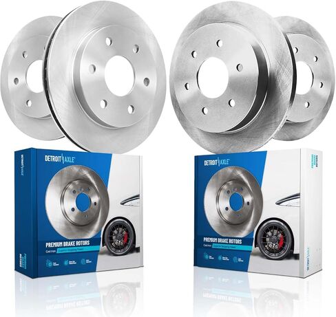 Detroit Axle - Front 2pc Brake Rotors for Jeep 99-06 Wrangler TJ, 99-01 Cherokee XJ, 2 Slotted & Drilled Disc Brake Rotors 1999 2000 2001 2002 2003 2004 2005 2006 Replacement in Kuwait