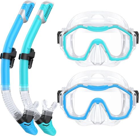 Snorkeling Gear for Adults Kids, Dry-Top Snorkel Set, 180°Panoramic Wide View Diving Mask Breathing Freely Snorkel Mask for Snorkeling Scuba Diving Swimming Travel in Saudi Arabia