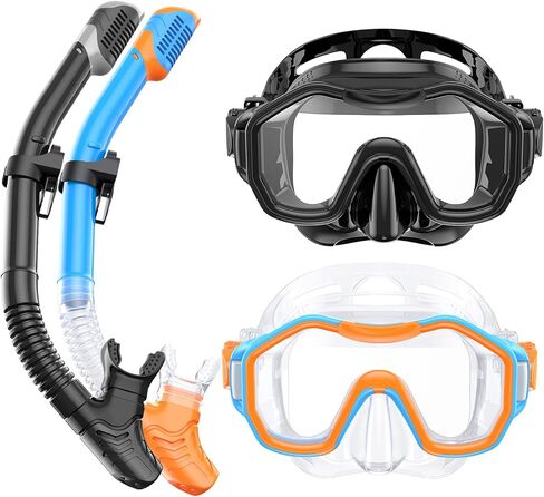 Snorkeling Gear for Adults Kids, Dry-Top Snorkel Set, 180°Panoramic Wide View Diving Mask Breathing Freely Snorkel Mask for Snorkeling Scuba Diving Swimming Travel in Saudi Arabia