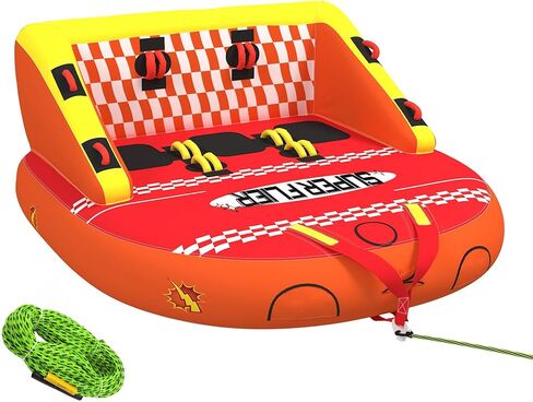3-Person Deck Towable Tubes for Boating with Winged Side Bolsters and Towable Rope, Padded Bolster Guard Handles & Quick-Connect Tow Point in Kuwait