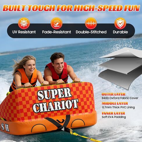 Towable Tubes for Boating Water Tubes - 1-3 Riders Super Sofa, Heavy Duty Boat Tubes & Towables, Drainage, Dual Tow Points (F-1011) in Saudi Arabia